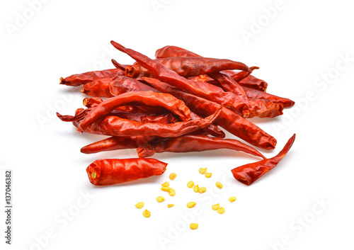 dried chilli isolated on white background