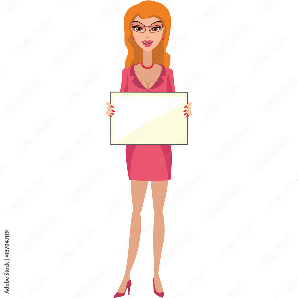 business woman,girl with banner business woman,girl with banner