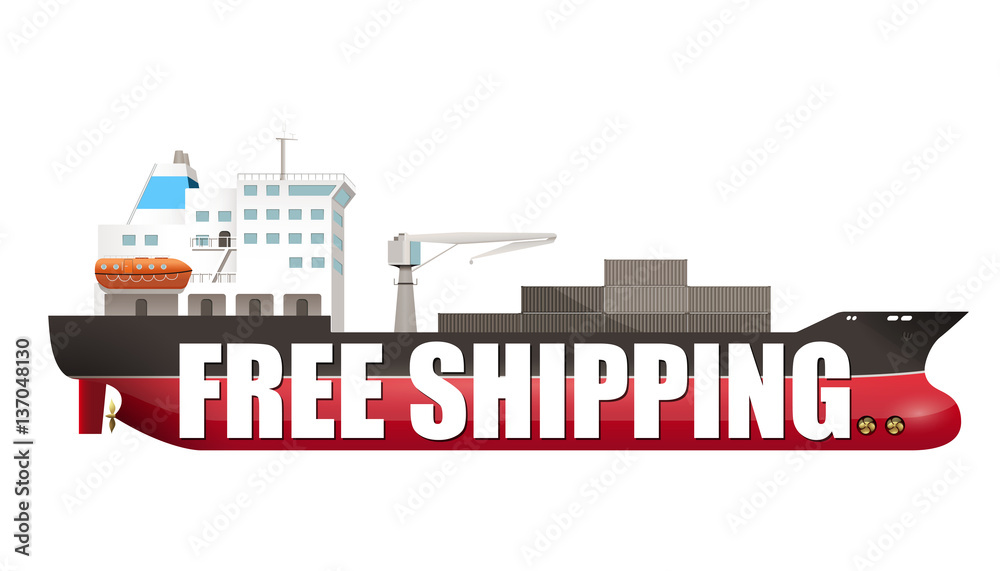 Free shipping - cargo ship concept
