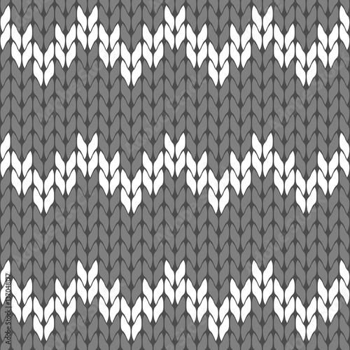 Knitted grey and white background pattern triangle isolated vector