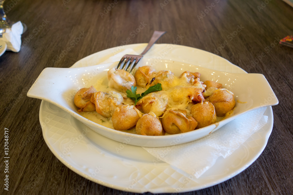 dumplings with cheese sauce dumplings with cheese sauce