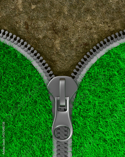 Zipper with grass and groun...