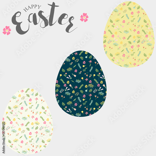 Easter eggs, set of Easter eggs with floral pattern.