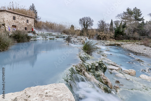 Cascate del Mulino, natural limestone pools and free spas in Saturnia, Grosseto, Tuscany, Italy