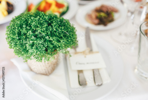 Wedding decoration on the plate