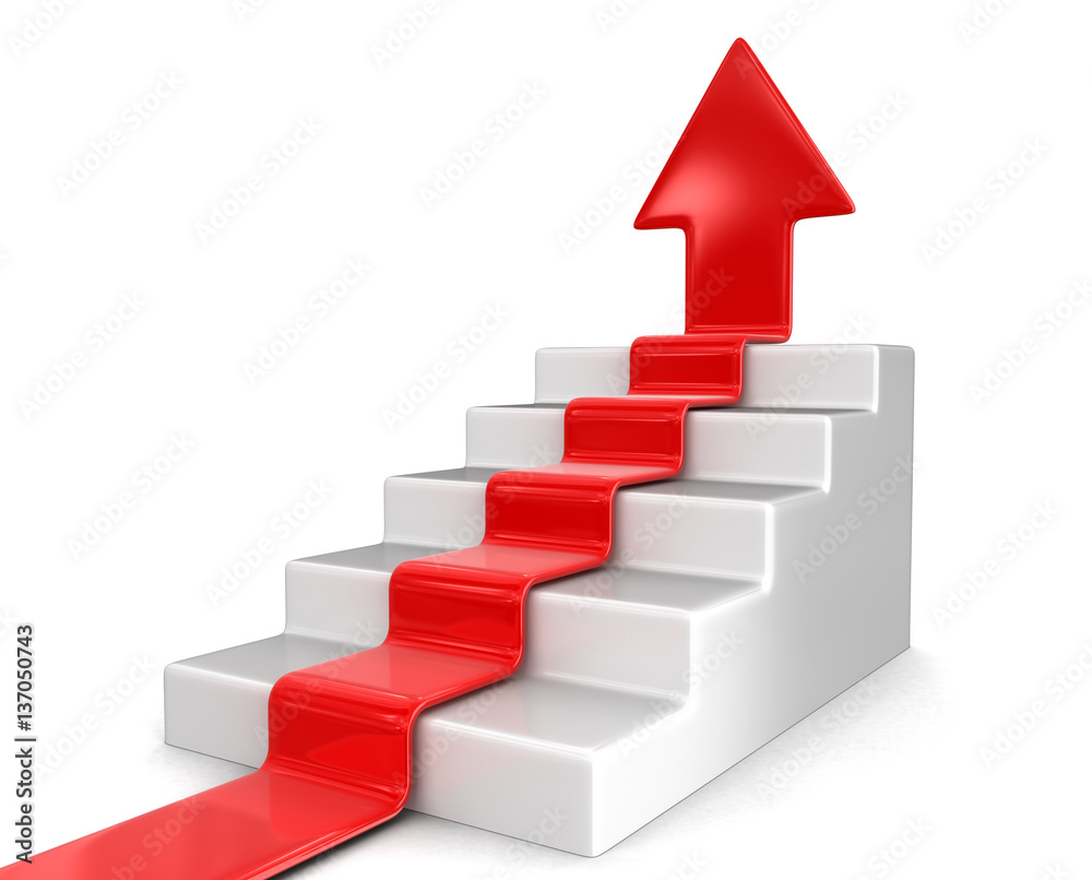 Staircase and arrow up. Image with clipping path Staircase and arrow up. Image with clipping path