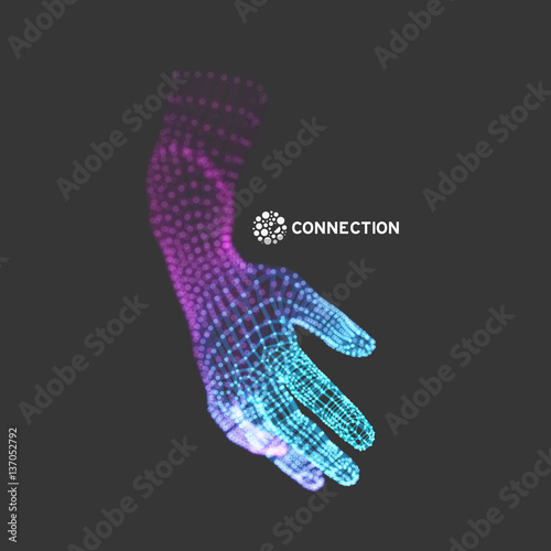 Human Arm. Hand Model. 3d Covering Skin. Vector Illustration.