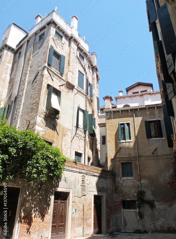 The old houses and the cortile in Venice. 