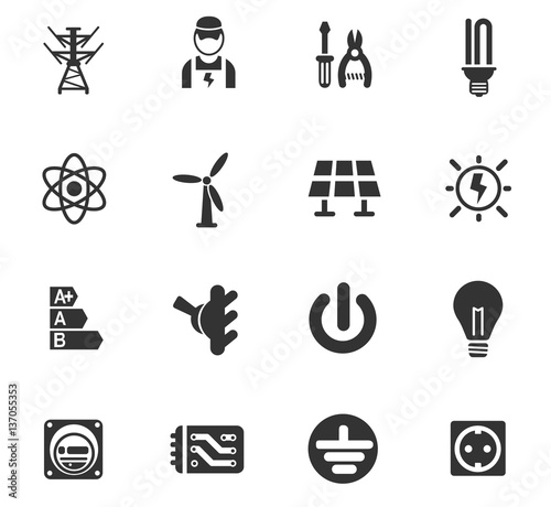 electricity icon set