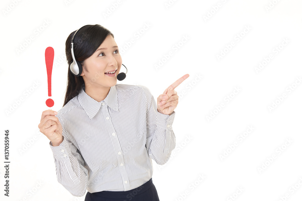 指示する笑顔のオペレーター 指示する笑顔のオペレーター