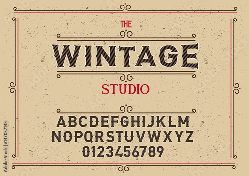 Typeface. Label. Wintage typeface, labels and different type designs