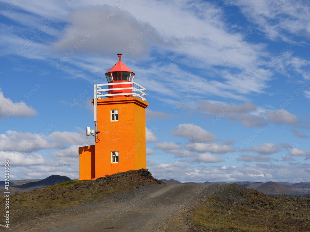 Leuchtturm Hópsnesviti an der Südwestküste von Island