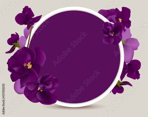 Violet flower round frame
