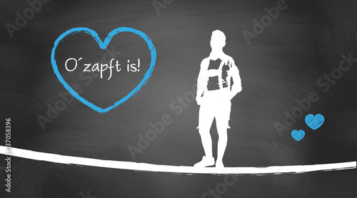 Oktoberfest | Mann in Lederhose auf Schiefertafel | O´zapft is!