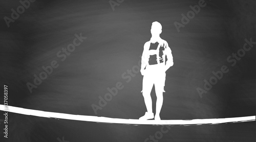 Oktoberfest | Mann in Lederhose auf Schiefertafel