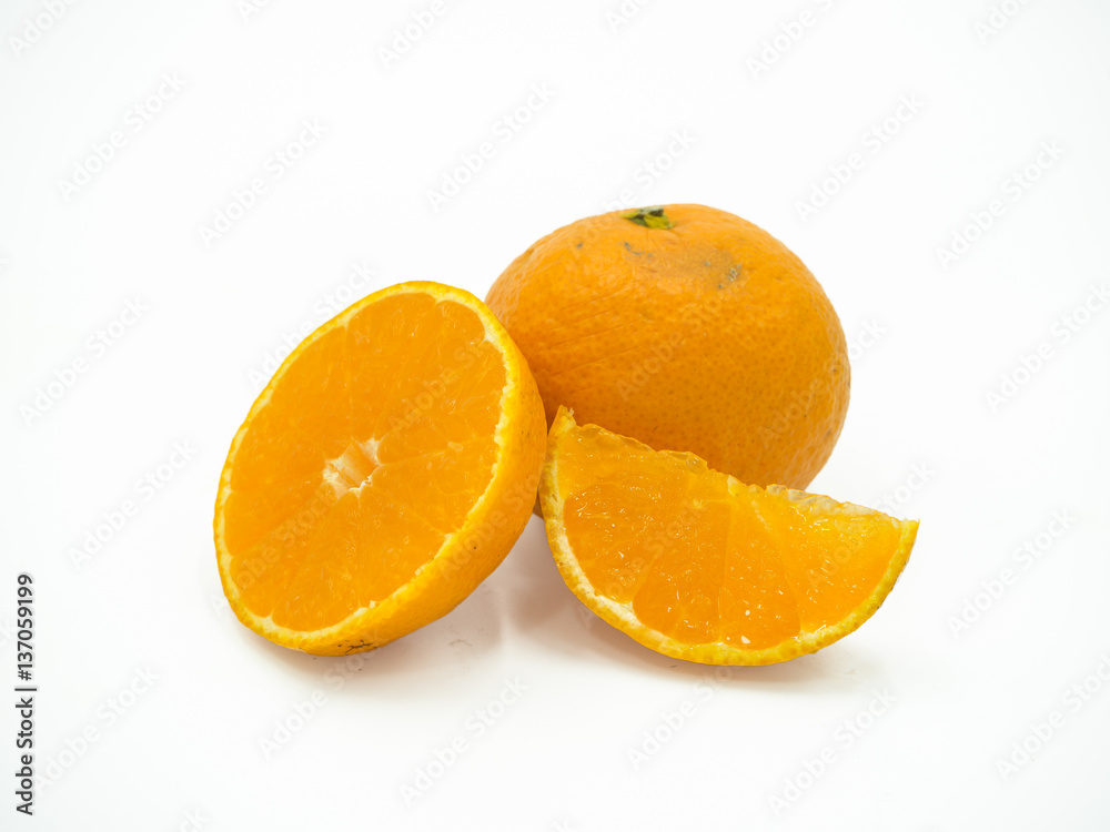 Slice of orange on isolated white background Slice of orange on isolated white background