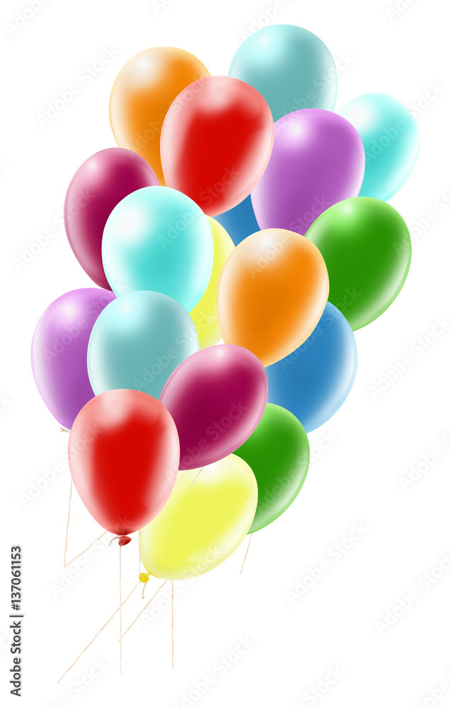 many balloons on a green background