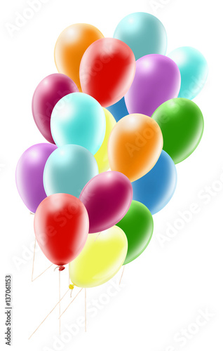 many balloons on a green background