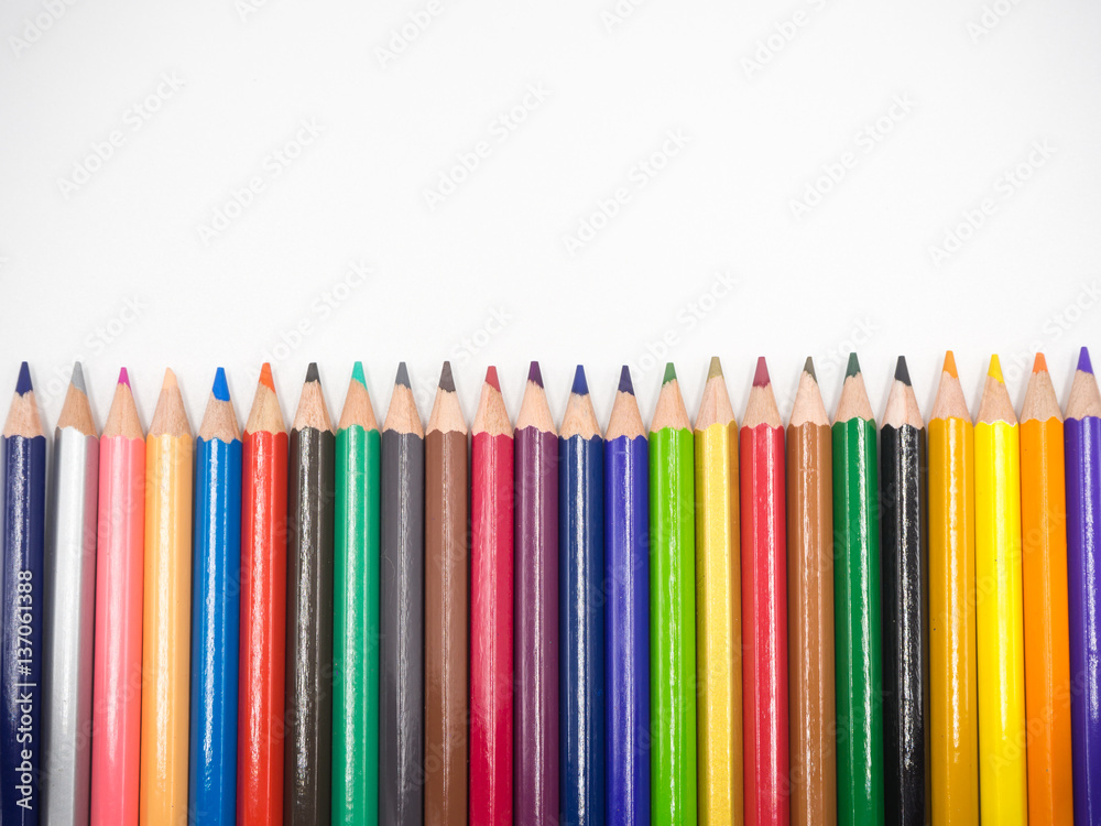 Colored pencil on white background Colored pencil on white background