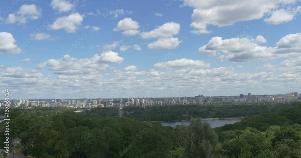 the Amazing View on the Dnieper River From One of the Green Hills of Kiev With Narrow Lanes and Greenary in the Daytime in Summer the Amazing View on the Dnieper River From One of the Green Hills of Kiev With Narrow Lanes and Greenary in the Daytime in Summer