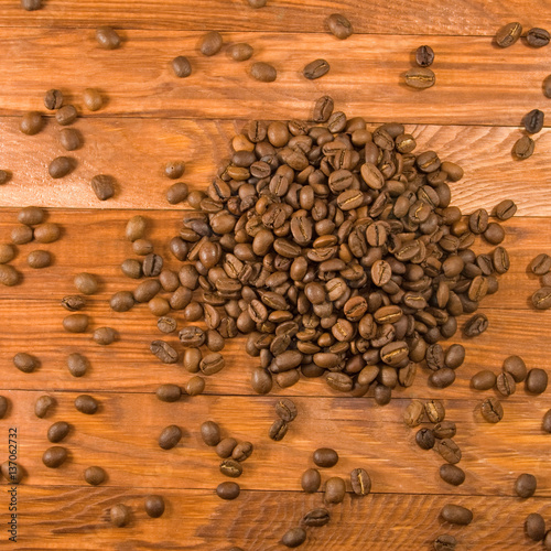 image of coffee beans in a sack on the table closeup