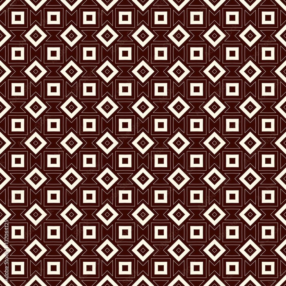 Outline seamless pattern with geometric figures. Repeated squares and rhombuses ornamental abstract background. Outline seamless pattern with geometric figures. Repeated squares and rhombuses ornamental abstract background.