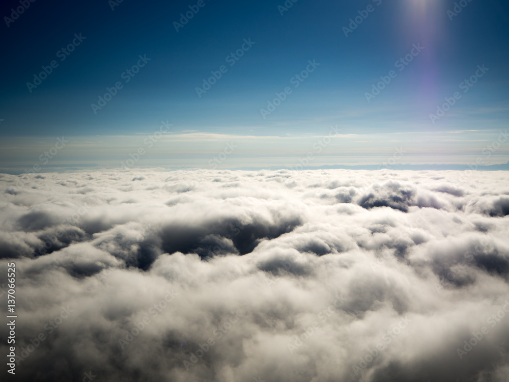 Perfect sea of fog and clearly blue sky background
