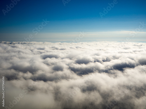 Perfect sea of fog and clearly blue sky background © DarKinG