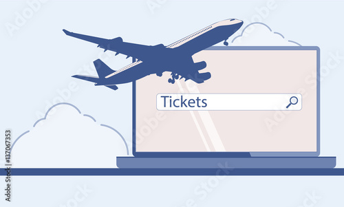 Design template with jet plane. Vector image.