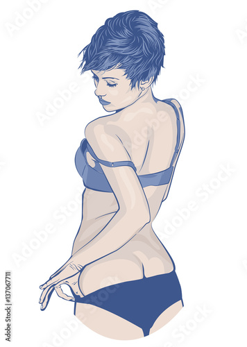 Woman undressed light blue color vector image