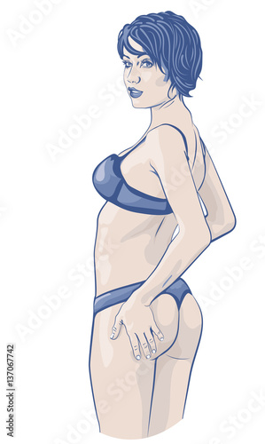 Woman undressed light blue color vector image