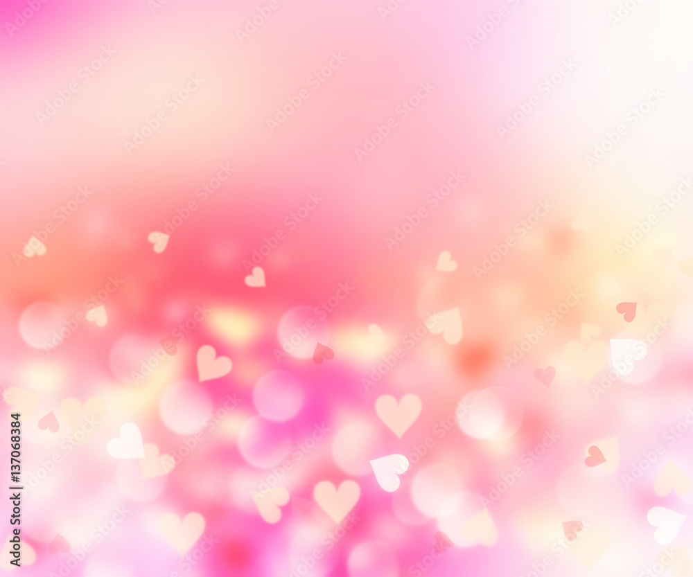 Romantic hearts blurred on pink background.Valentine card. Romantic hearts blurred on pink background.Valentine card.