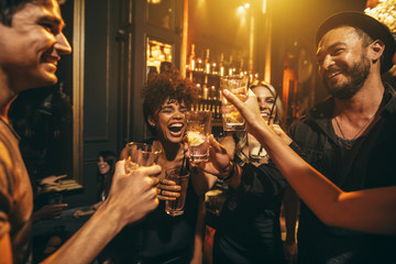 Young men and women enjoying a party