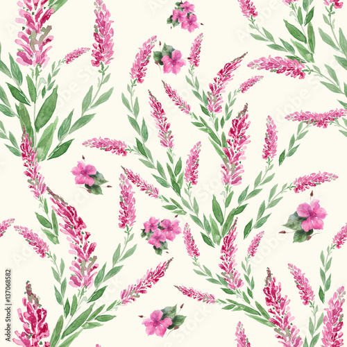 Flowers and leaves.Watercolor. Wallpaper. Seamless pattern. Wallpaper. Use printed materials, signs, posters, postcards, packaging.