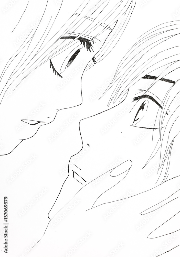 Drawing In The Style Of Anime Image Enamored Girl And The Guy In