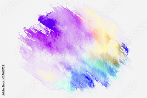 Abstract watercolor on white background.The color splashing in the paper.It is a hand drawn