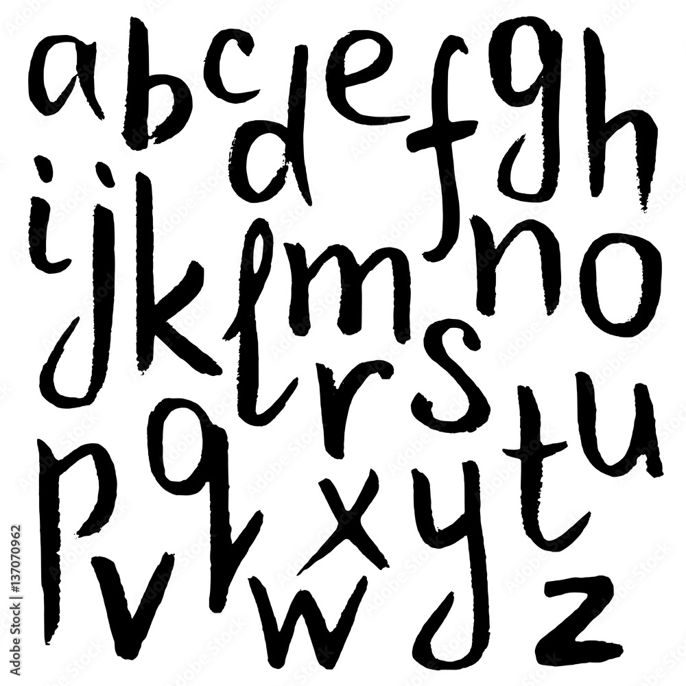 Hand-drawn black lowercase letter Alphabet