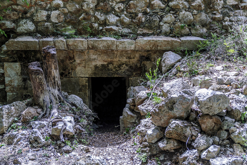 sight of a building in ruins in the Mayan archaeological enclosure of Sayil, Yucatan, Mexico photo