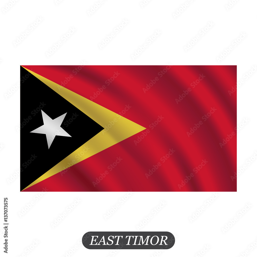 Waving East Timor flag on a white background. Vector illustration