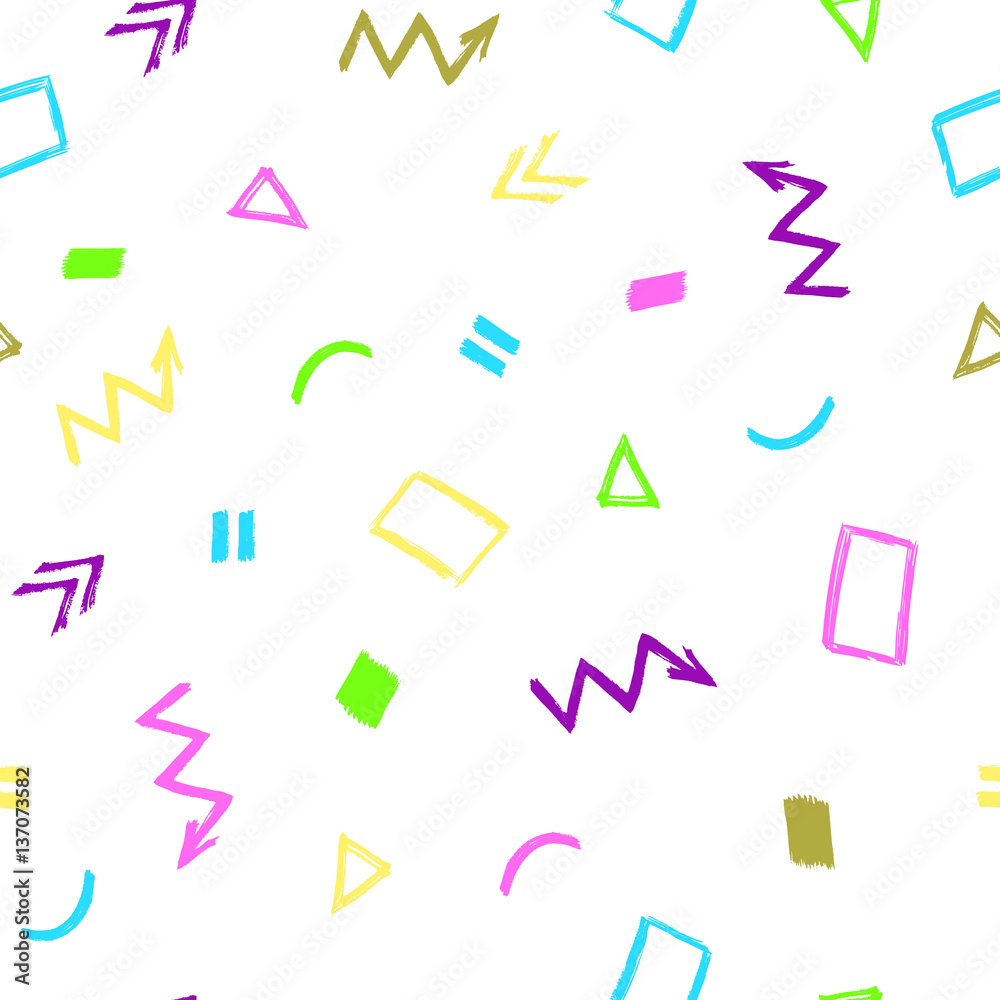 Seamless Pattern With Color Hand-Drawn Abstract Elements Seamless Pattern With Color Hand-Drawn Abstract Elements