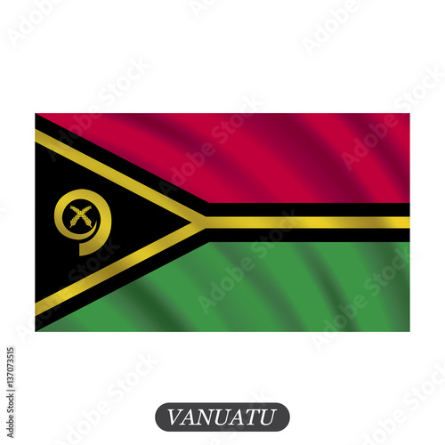 Waving Vanuatu flag on a white background. Vector illustration