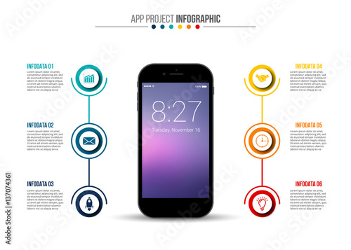 Infographic template with mobile phone.