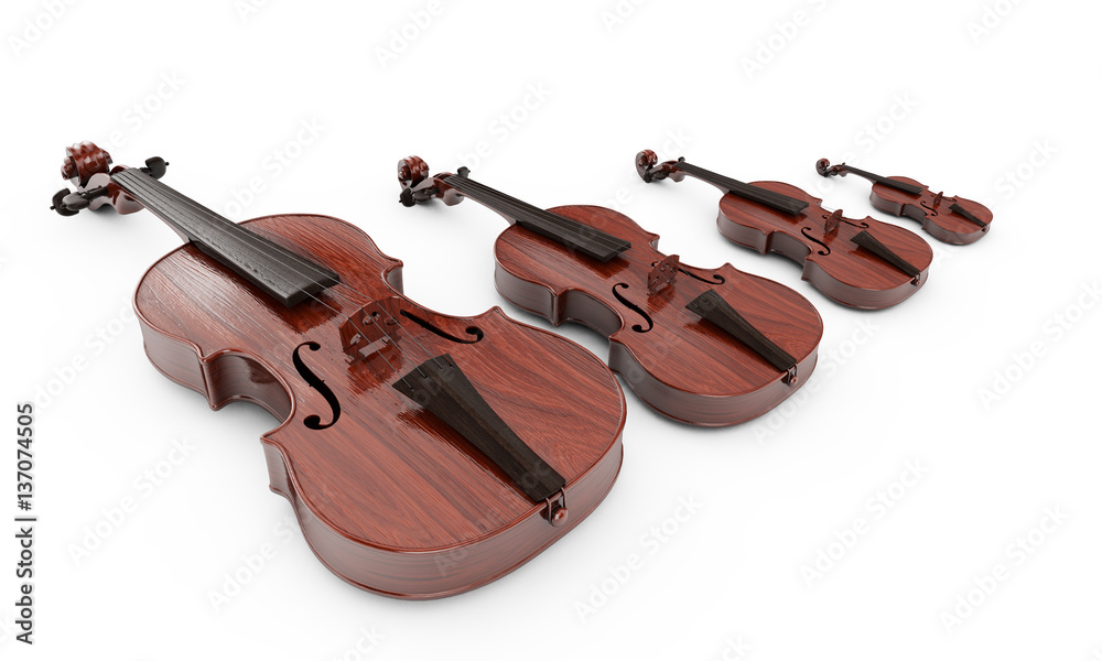 Obraz premium Aged violin isolated on white 3D rendering