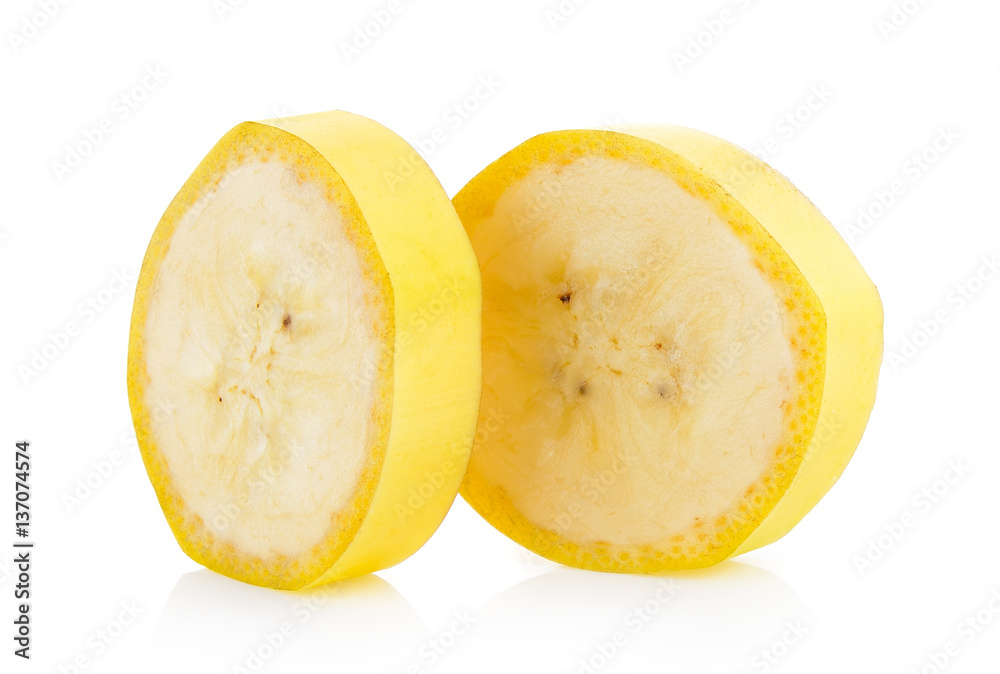 Banana slice isolated on white background