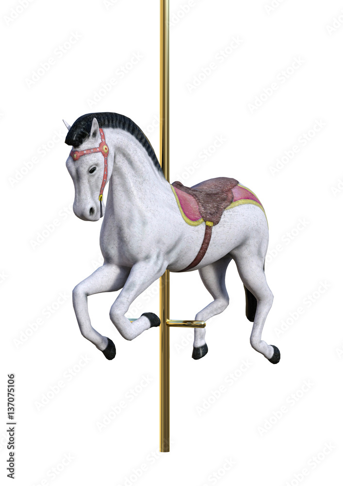 3D Rendering Carousel Horse on White 3D Rendering Carousel Horse on White