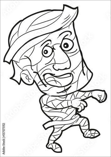 happy smiling cartoon mummy coloring page © agaes8080