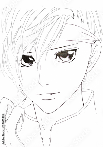 Drawing in the style of anime. Image of a man in the picture in the style of Japanese anime