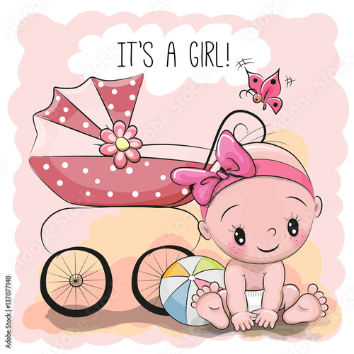 Greeting card it is a girl with baby