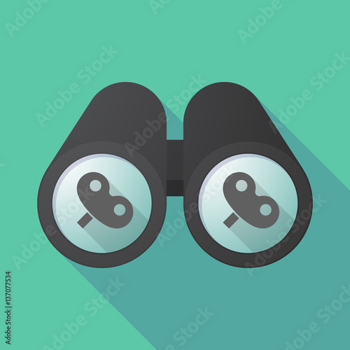 Long shadow binoculars with a toy crank