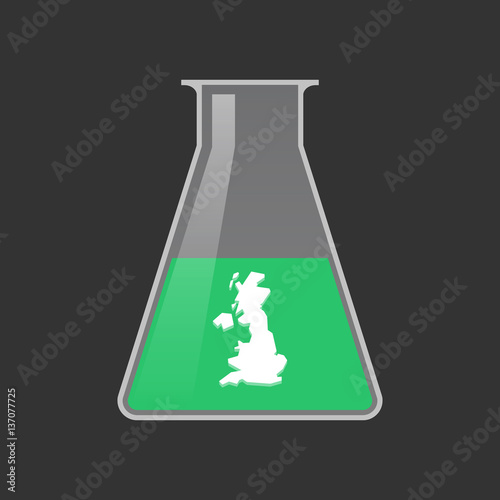 Isolated test tube with  a map of the UK